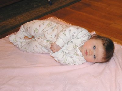 Lea gets belly time and tries rolling over